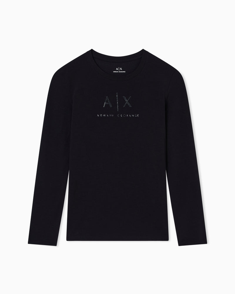 Armani Exchange Long Sleeved Detail Front Top Black