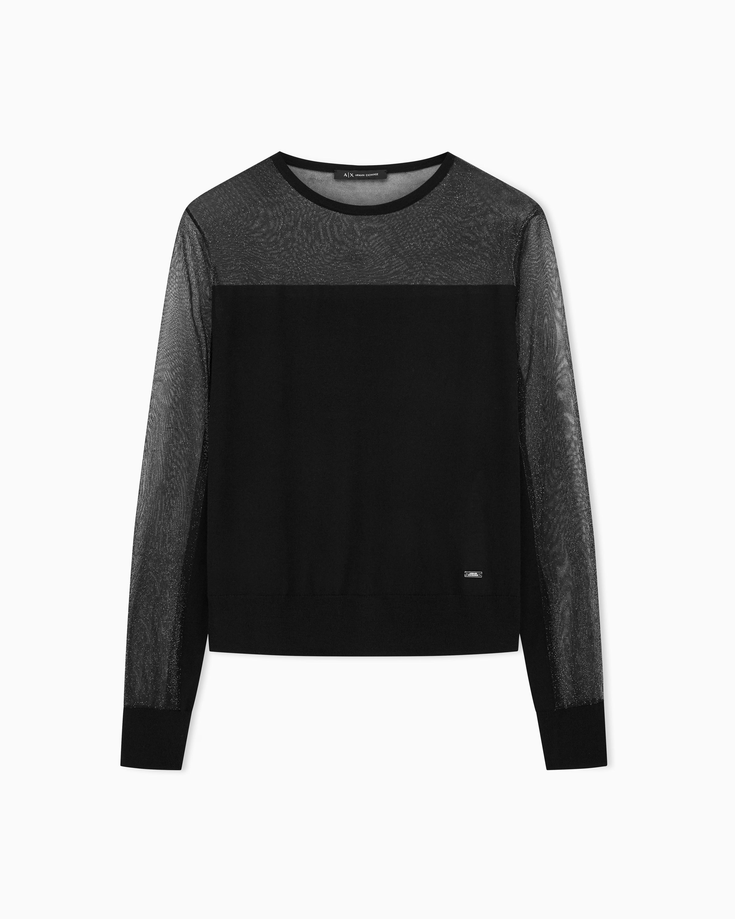 Armani Exchange Thin Knit With Lurex Shoulder And Sleeves