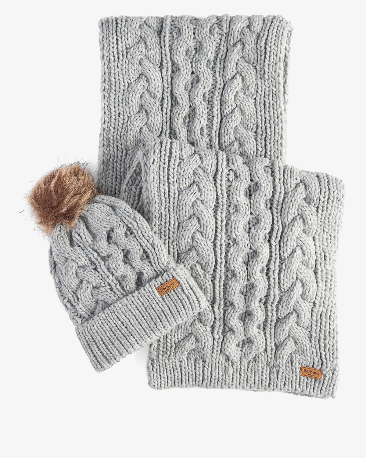 Barbour Penshaw Beanie & Scarf Gift Set Grey