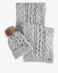 Barbour Penshaw Beanie & Scarf Gift Set Grey
