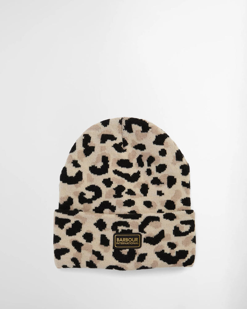 Barbour International Harley Leopard Beanie Hat