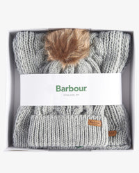 Barbour Penshaw Beanie & Scarf Gift Set Grey