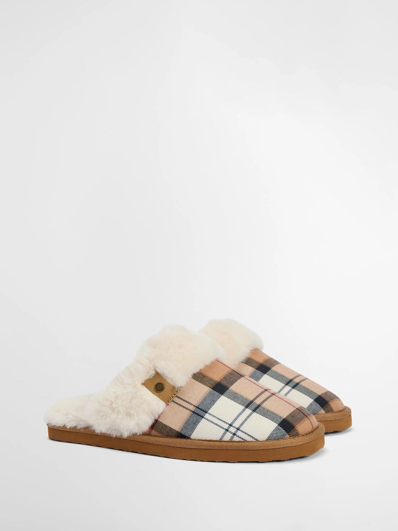 Barbour Claudia Tartan Mule Slipper Hessian Tartan