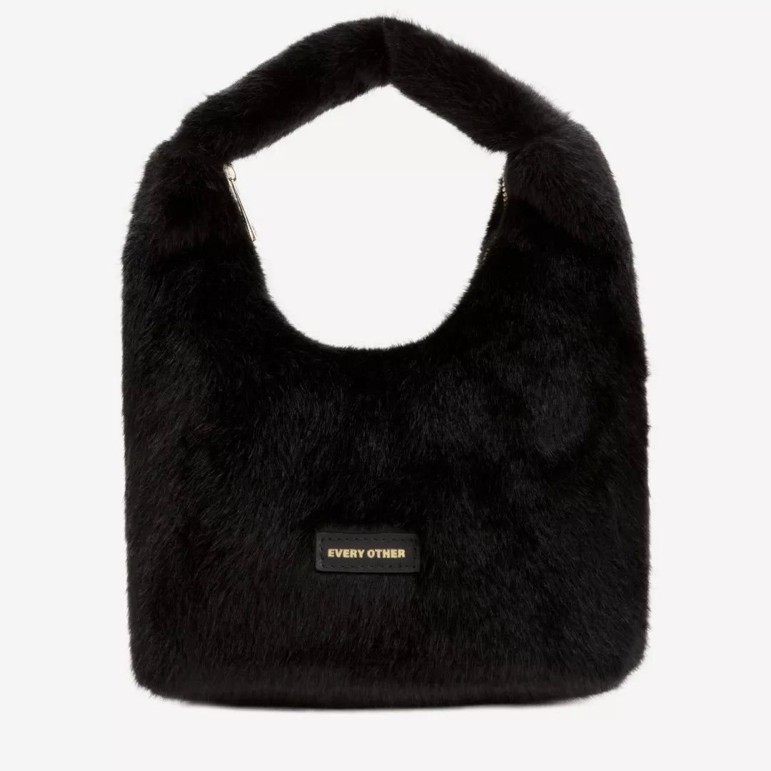 Every Other Square Shearling Bag Black