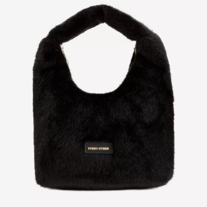 Every Other Square Shearling Bag Black