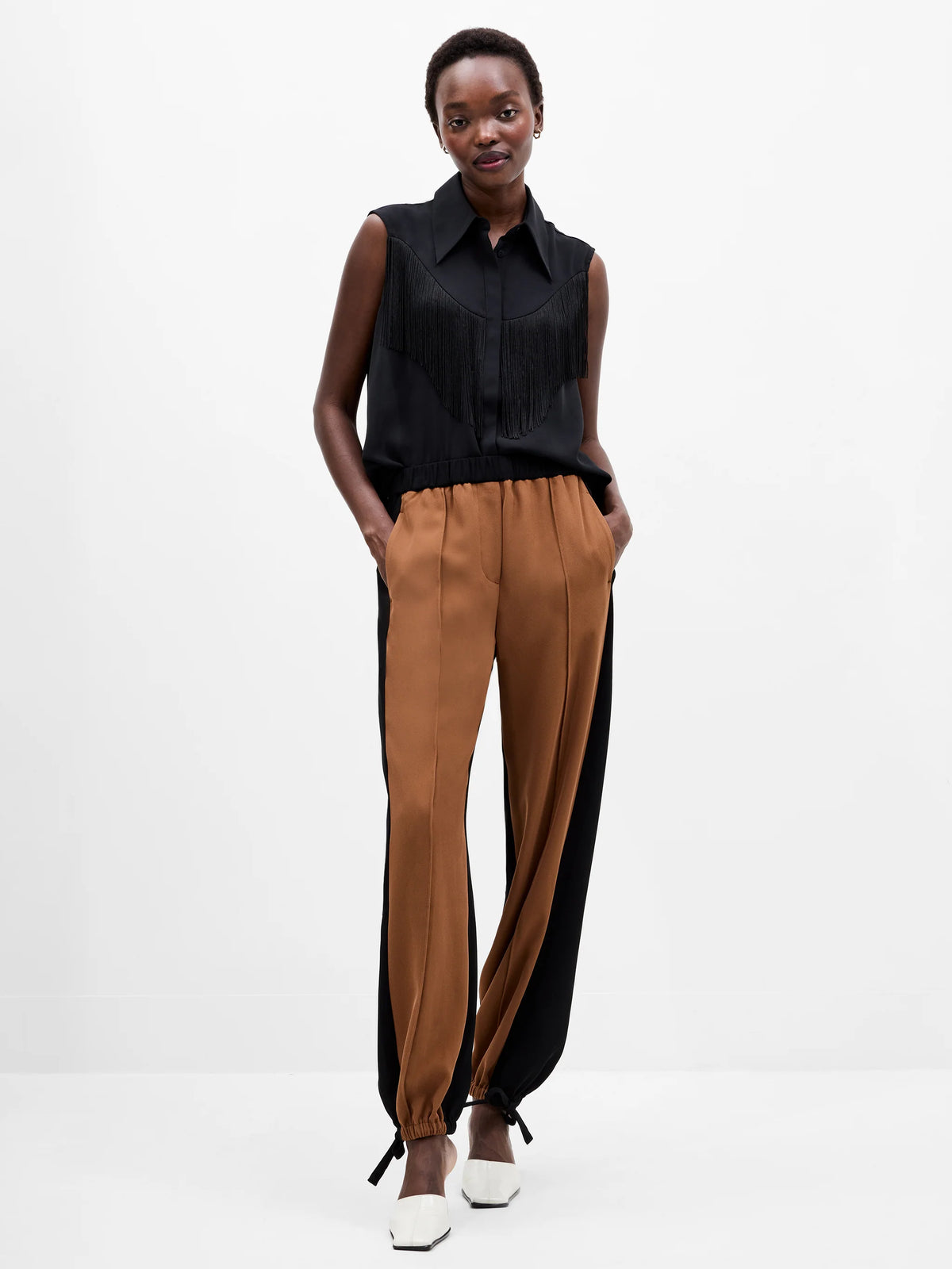 French Connection Mila Frindge Top Black