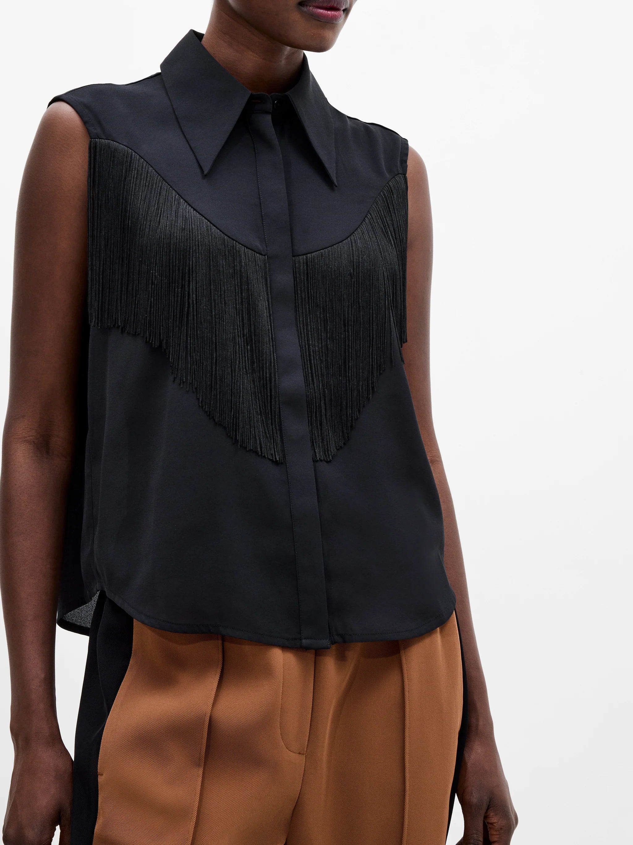 French Connection Mila Frindge Top Black