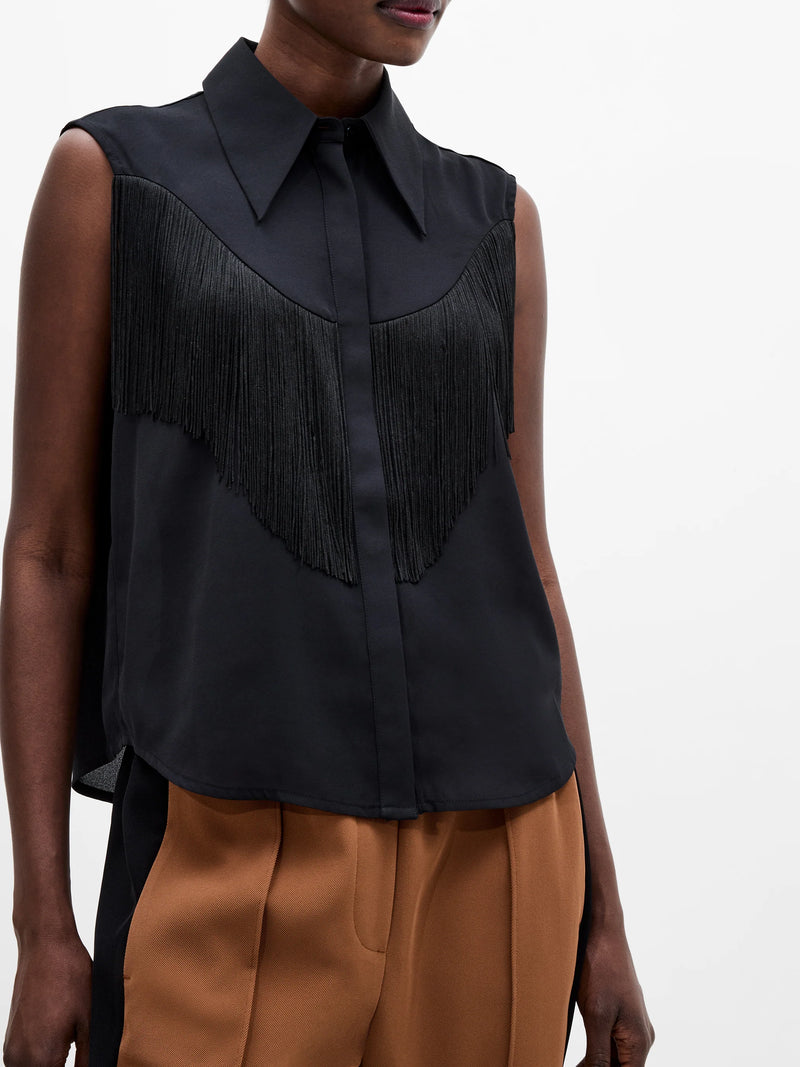 French Connection Mila Frindge Top Black