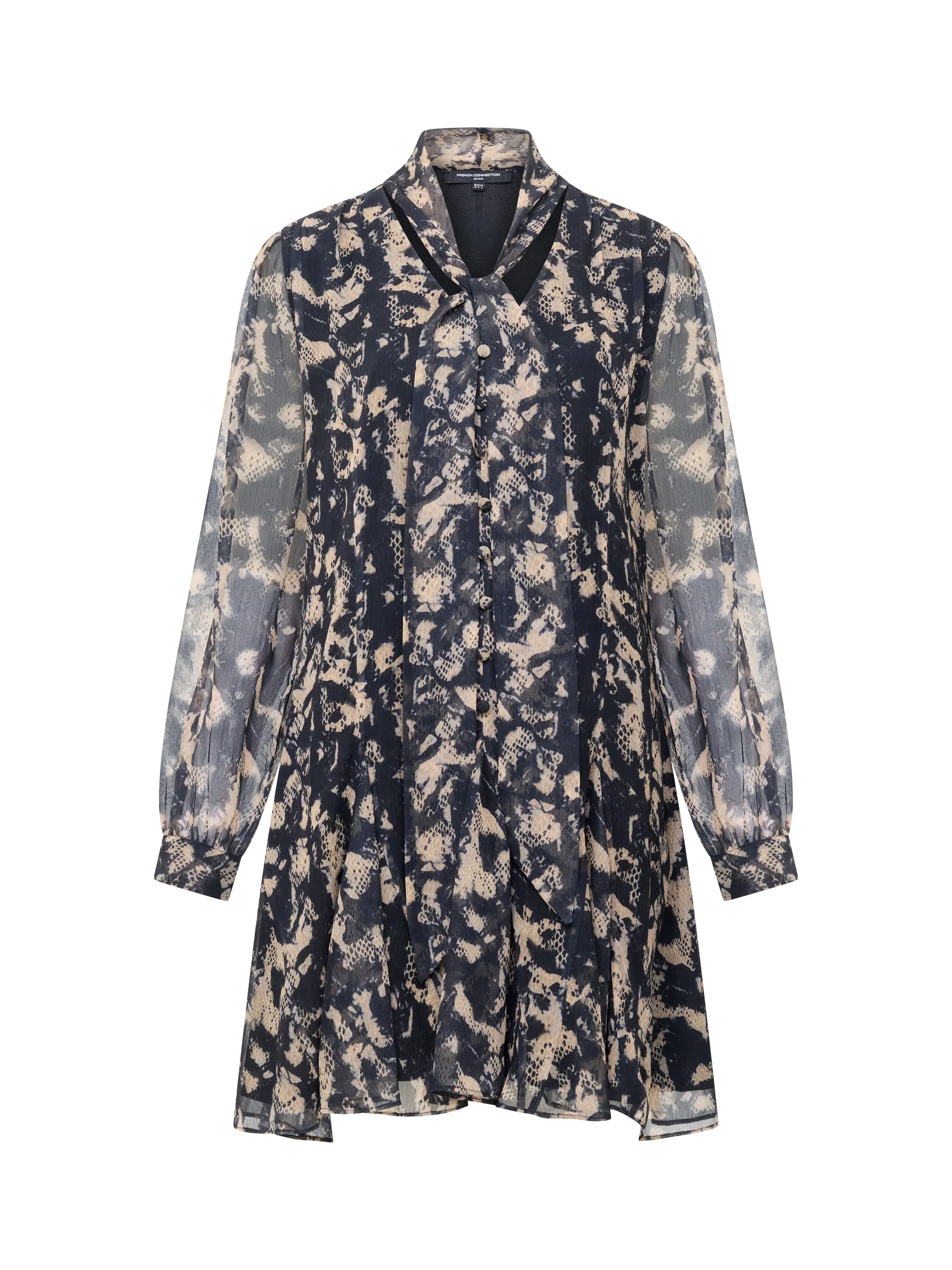 French Connection Hallie Snake Chiffon Dress Yellow Multi