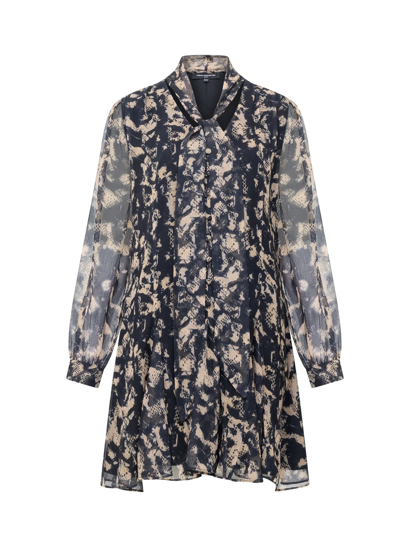 French Connection Hallie Snake Chiffon Dress Yellow Multi