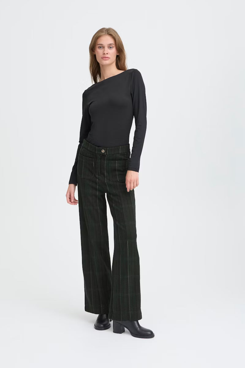 ICHI Kate Woolley Trouser Green