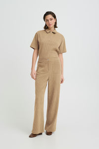 ICHI Kate Corduroy Top In Sepa Tint
