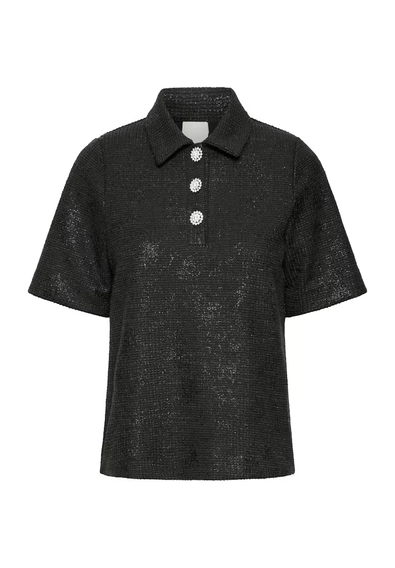 ICHI Kate Gleam Top Black