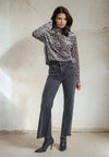 Religion Emmy Turtleneck Top Silver Animal Print