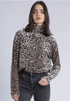 Religion Emmy Turtleneck Top Silver Animal Print