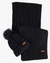 Barbour Saltburn Beanie & Scarf Gift Set Black