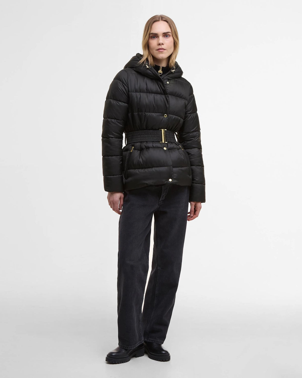 Barbour Short Track Line Puffer Jacket Black