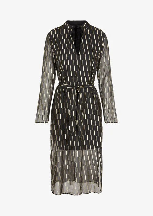 Armani Exchange Glitter Dress Black/Gold Paris Grimsby