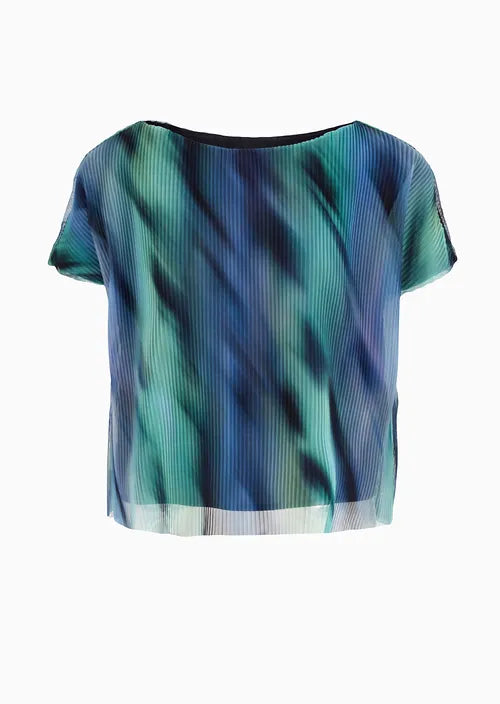 Armani Exchange Ocean Wave Print Top In Blue/Green