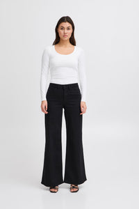 ICHI Wiggy Wide Leg Jeans Black