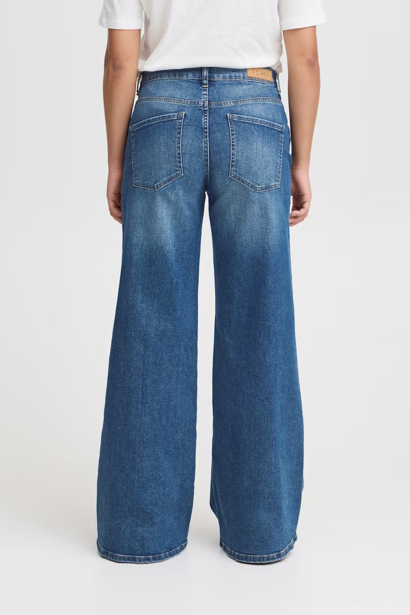 ICHI Wiggy Wide Leg Jeans Medium Blue